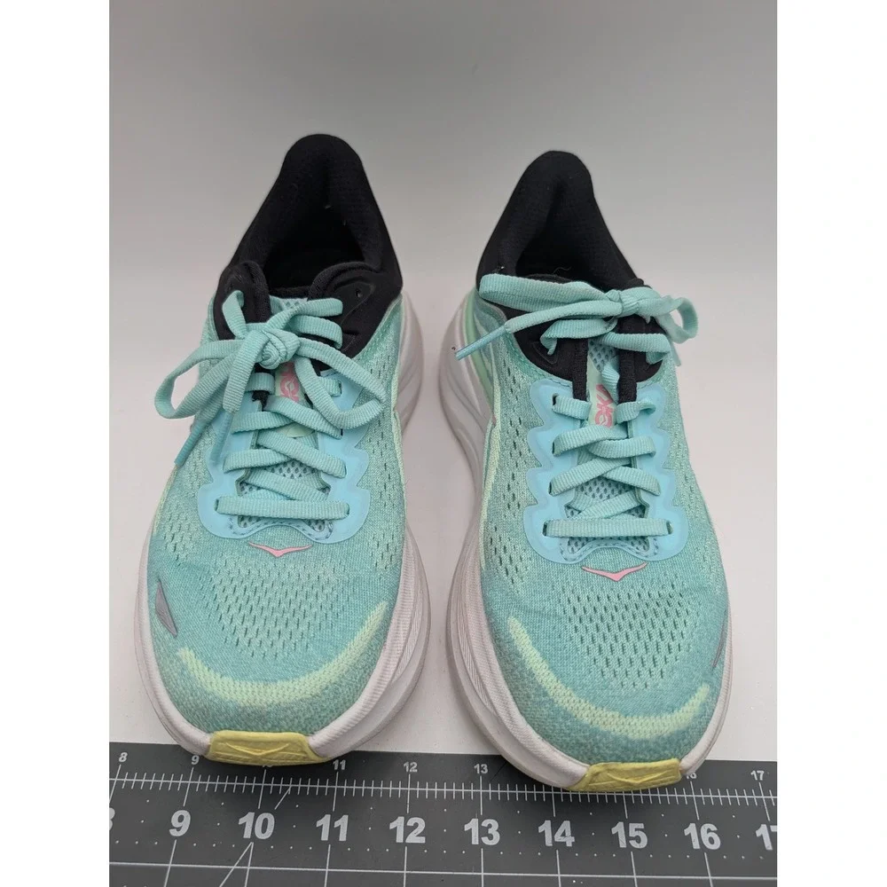 Hoka Womens Bondi 9 Size 6 Running Shoes Mesh Cushioned Blue Pink 1162012 BTF
